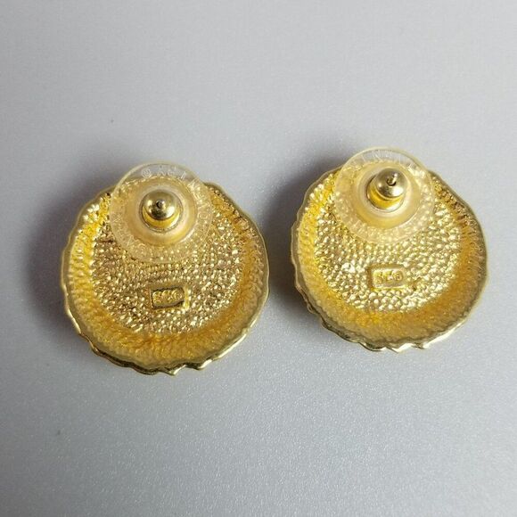 Vintage Sarah Coventry Faux Pearl and Gold Tone Stud Earrings, 80s Style, Estate - Picture 3 of 7